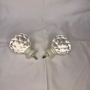 2 Vintage Clear Plastic And White Cabinet or Drawer Knobs